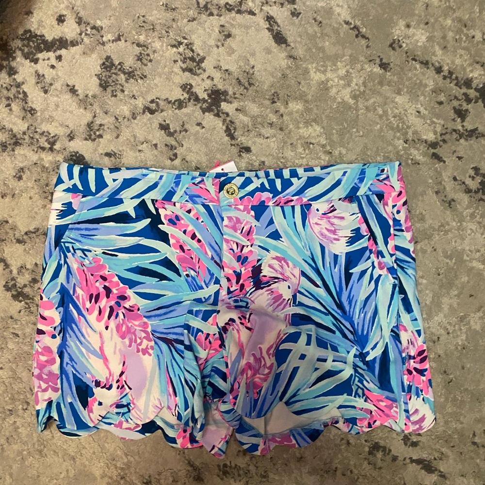 Lilly Pulitzer Floral Print Shorts in Blue and Pink